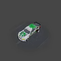 White And Green BMW Race Car With Sponsor Logos On Track