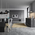 Modern Open Kitchen Interior Design With Island Counter Pendant Lights And Cabinets