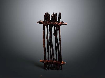 Rustic Wooden Fence Structure With Natural Twig Design And Rough Texture 3d model