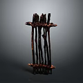 Rustic Wooden Fence Structure With Natural Twig Design And Rough Texture