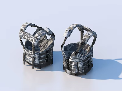 Two Camouflage Tactical Vests Featuring Adjustable Straps And Utility Pockets Design 3d model