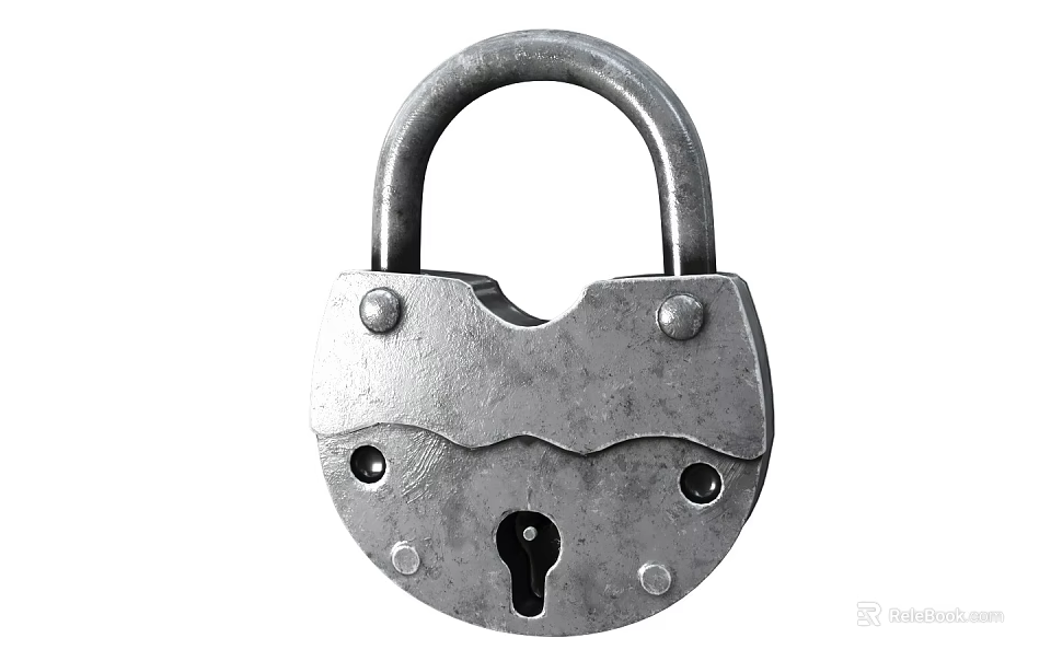 Vintage Style Metal Padlock With Classic Design 3d model 