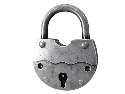 Vintage Style Metal Padlock With Classic Design 3d model