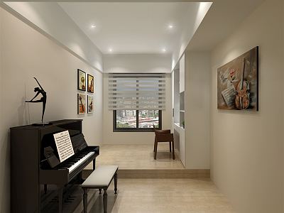 Modern piano room practice room model