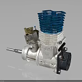 Small Internal Combustion Engine With Blue Cooling Fins And Silver Metal Cylinder Structure
