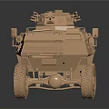 Sand Colored Armored Wheeled Military Vehicle With Turret And Heavy Armor