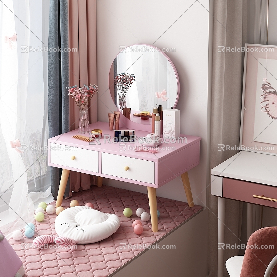 Bedroom Bay Window Dresser 3d model