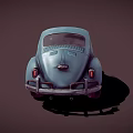Vintage Blue Beetle Car With Classic Retro Body Design And Rounded Shape