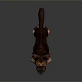 3D Character Dog German Shepherd Style With Brown Black Fur Red Ears Blue Collar Pendant