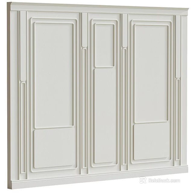 White Wainscoting Interior Design With Classic Panel And Decorative Trim for Modern Home 3d model 