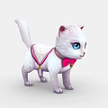 Cute White Cat With Pink Bow Tie And White Harness Featuring Bell