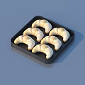 Freshly Baked Golden Flaky Croissants Arranged In Black Tray For Breakfast
