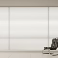 Stylish Modern Interior Featuring Floor To Ceiling White Window Blinds And Black Chair