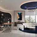 Modern Upscale Executive Office Interior With Functional Workspace And Stylish Comfortable Reception Lounge Area