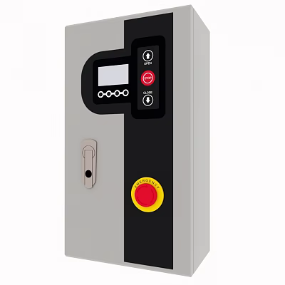 Device Control Panel With Digital Display Red Emergency Button And Key Lock 3d model