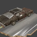 Post Apocalyptic Modified Car With Spikes Roof Lights And Rusty Exterior