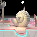Vibrant Kids Playground Design Featuring Shell Decorations Rainbow Waves And Star Lighting