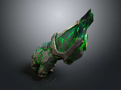 Biological Organ Structure With Soft Hair And Green Glowing Cracked Surface Design 3d model