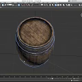 Traditional Wooden Barrel Equipment With Metal Hoops And Rustic Wooden Surface