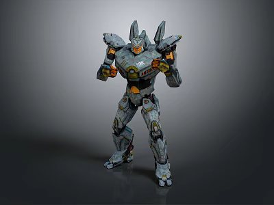 Humanoid Mech Robot Character With Armored Design And Mechanical Features Pose 3d model