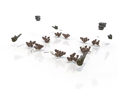 Small Detailed Scene Components Including Various Models And Pieces On White Background 3d model