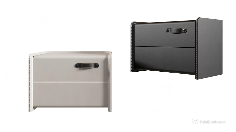 Modern Minimalist Bedside Tables With Drawers In Light And Dark Colors 3d model 