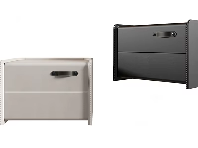 Modern Minimalist Bedside Tables With Drawers In Light And Dark Colors 3d model