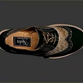 Lace Up Shoes With Green Patent Leather Brown Suede Wooden Sole And Brogue Details