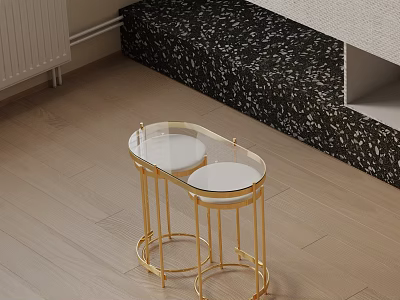 Elegant Modern Glass Top Gold Metal Frame Round Side Table For Living Room 3d model
