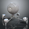 Futuristic Metallic Sphere With Robotic Mechanical Legs And Detailed Components Design
