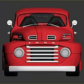 Red Vintage Pickup Truck With Sleek Exterior And Polished Chrome Wheels