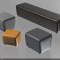 Modern Square Ottomans In Multiple Colors Gray Yellow And Dark Brown 3d model