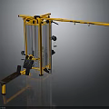 Yellow Multi functional Fitness Training Equipment With Bench And Weight Plates