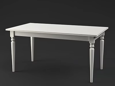 White Rectangular Desk With Stylish Decorative Legs For Home Office 3d model