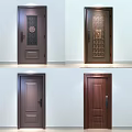 Solid Wood Swing Door Designs For Home Interior With Decorative Patterns 3d model