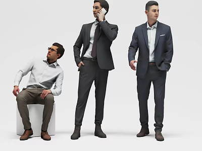 Business Male Characters Workplace Male Business Characters 3d model