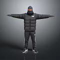 Man In Black Hooded Jacket With Mask And Outstretched Arms Wearing Black Pants And Sneakers