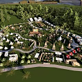Tropical Scenic Glamping Campsite With Luxury Tents RV Parking Palm Trees And Spacious Seating Areas