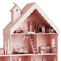 Detailed Multi Level Dollhouse With Staircase Furniture Decorations And Interior Rooms