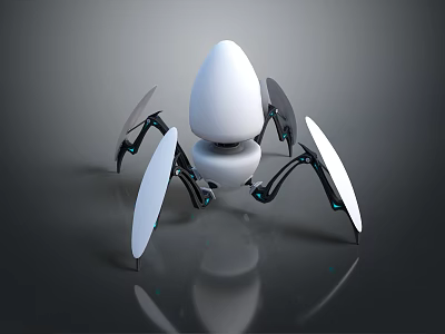 Advanced Space Exploration Robotic Probe With White Egg Shaped Body And Mechanical Legs 3d model