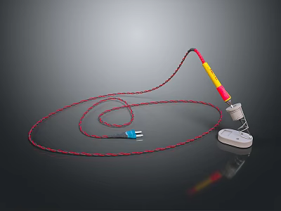 Handheld Electric Tool With Red Yellow Cable Blue Plug And White Base 3d model