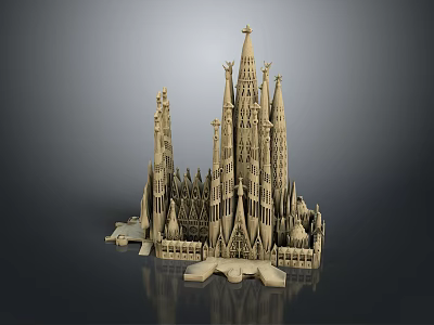 Detailed Architectural Model of Famous Landmark with Tall Spires and Intricate Design 3d model