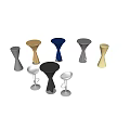 Colorful Bar Counter Set With Round Tables And White Stools In Various Colors