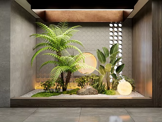 Modern indoor plant landscape courtyard landscape sketch plant pile fern plant combination 3d model