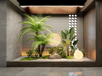 Modern indoor plant landscape courtyard landscape sketch plant pile fern plant combination 3d model