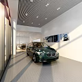 Modern 4S Car Dealership Showroom With Green BMW Vehicle On