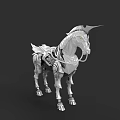 Flying Mechanical Horse With Silver Body Wings And Horn 3D Model Design