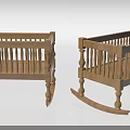 Classic Wooden Children's Rocking Beds With Sturdy Frame And Smooth Edges