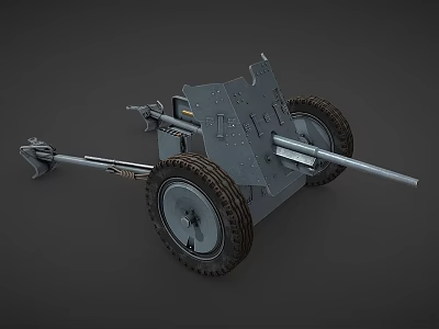 Military Towed Artillery Weapon With Metal Structure Large Wheels And Long Barrel 3d model