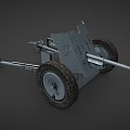 Military Towed Artillery Weapon With Metal Structure Large Wheels And Long Barrel
